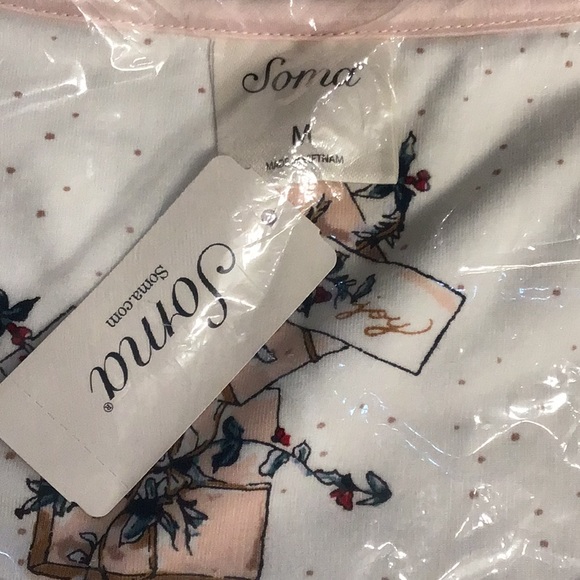 Soma Embraceable Paper Packages Ivory 3/4 sleeve sleep shirt, M, NWT - Picture 7 of 9